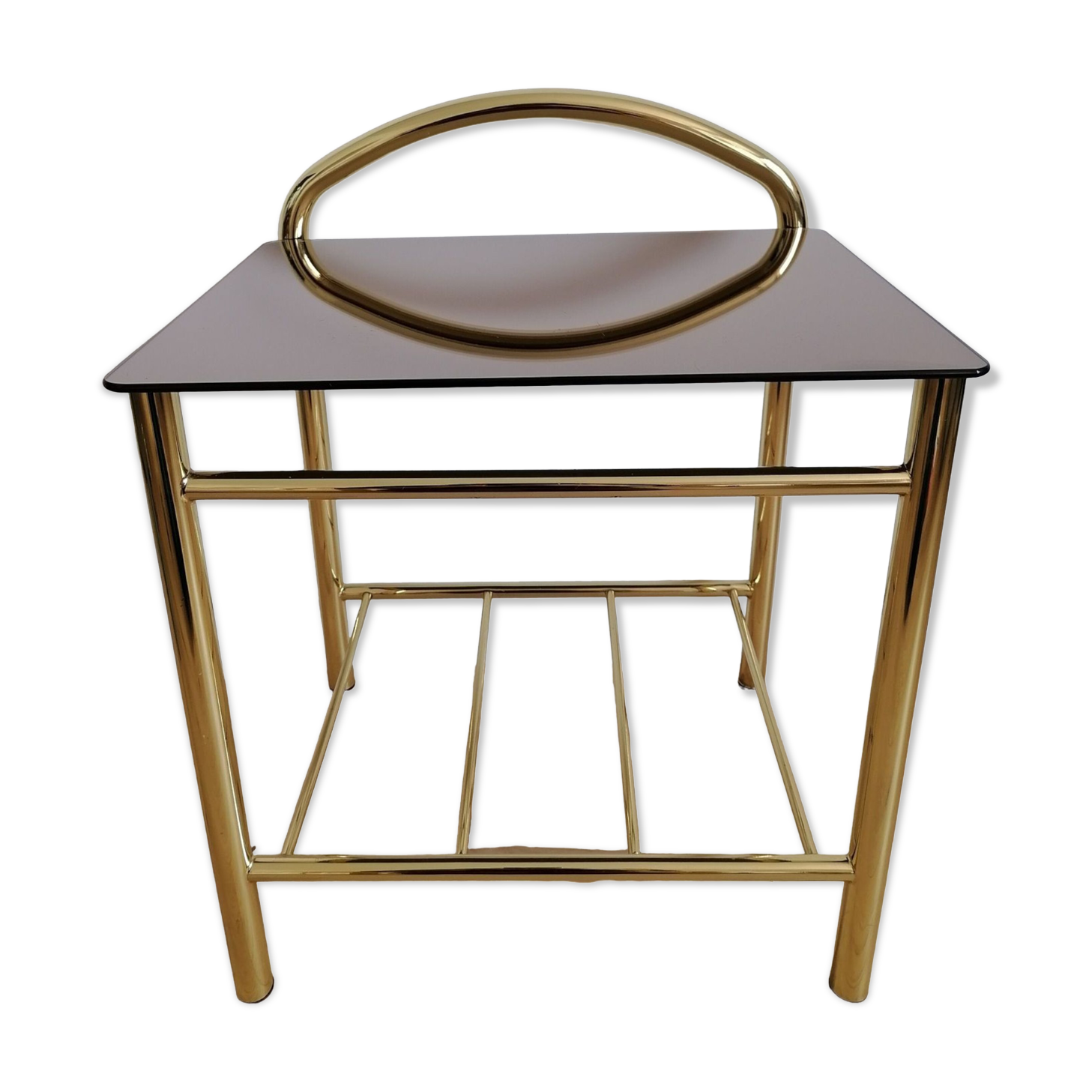 Side table gilded metal and glass