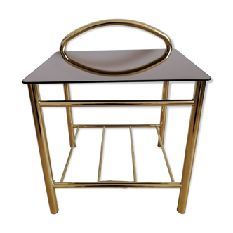 Table d'appoint métal doré et verre
