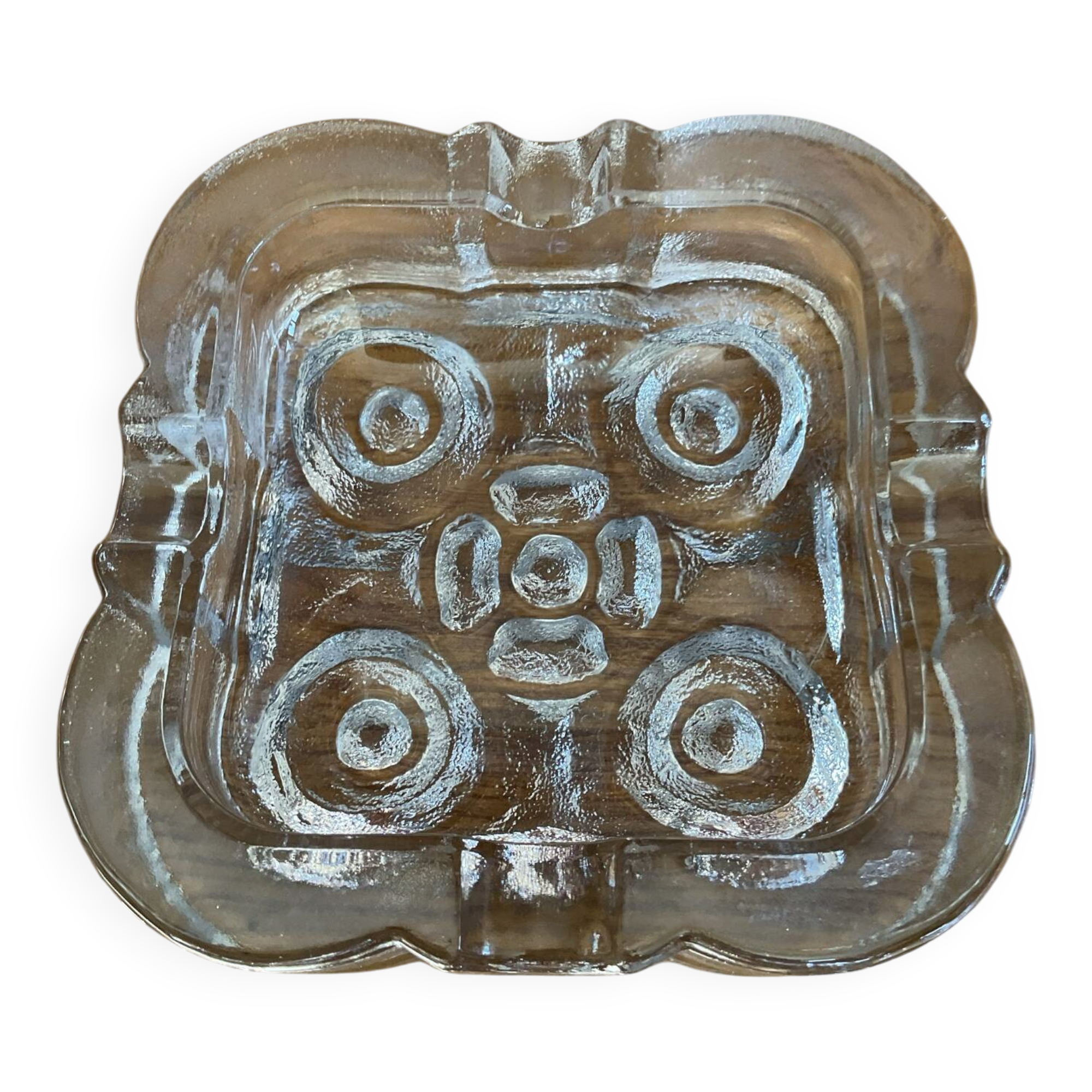 Vide poche vintage en verre moulé -pressé