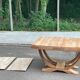 Art Deco extendable dining table, renovated in solid walnut with a central leg, 193.