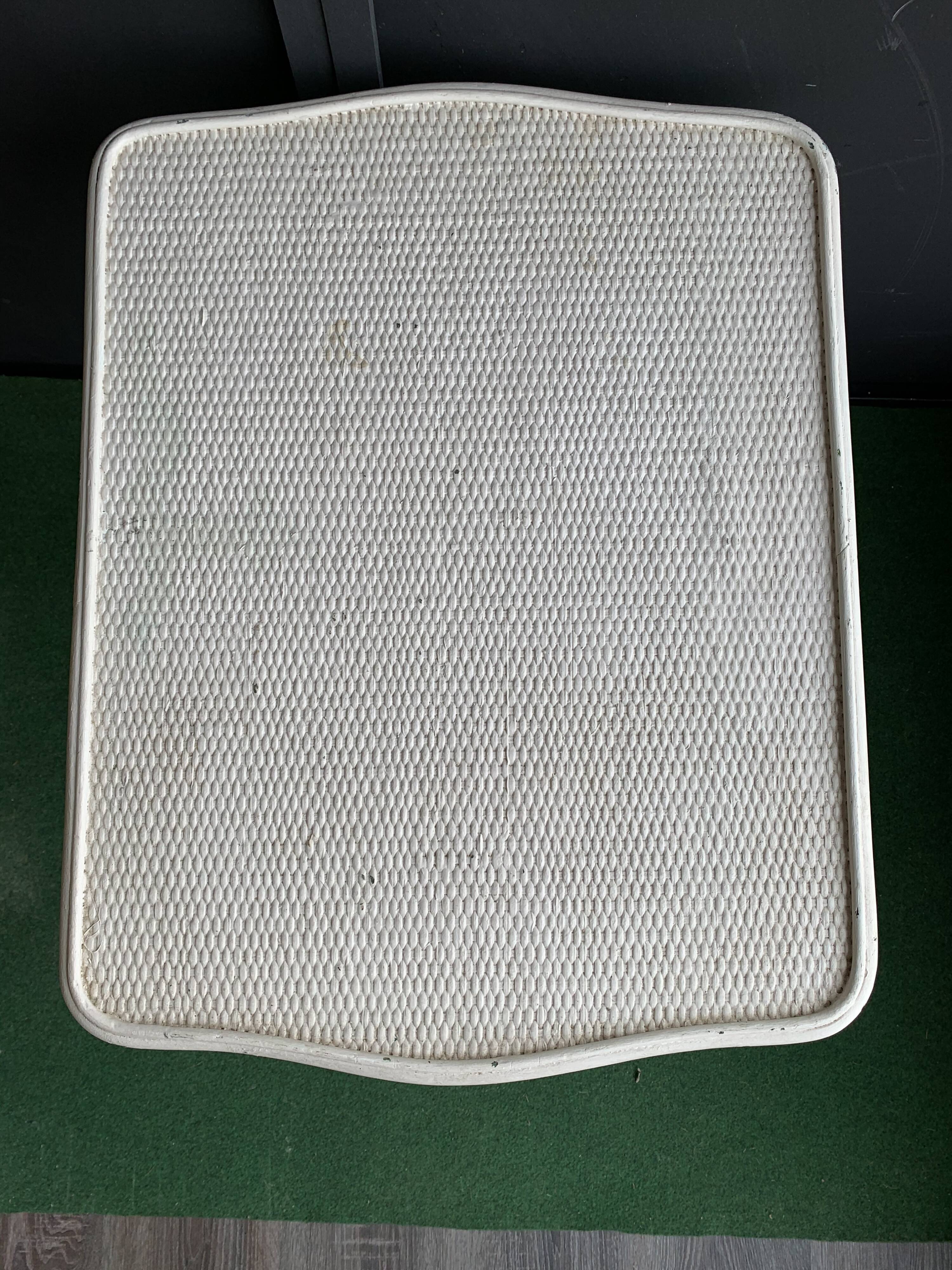 Small vintage white rattan table