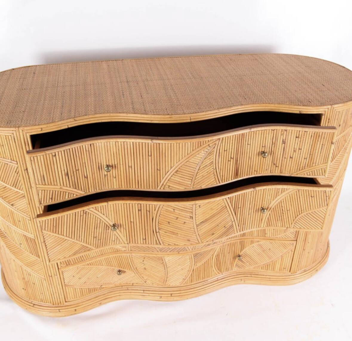 Rattan “leaf” chest of drawers