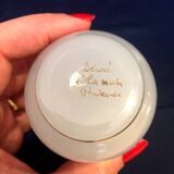 Small soliflore vase in white opaline with floral decor