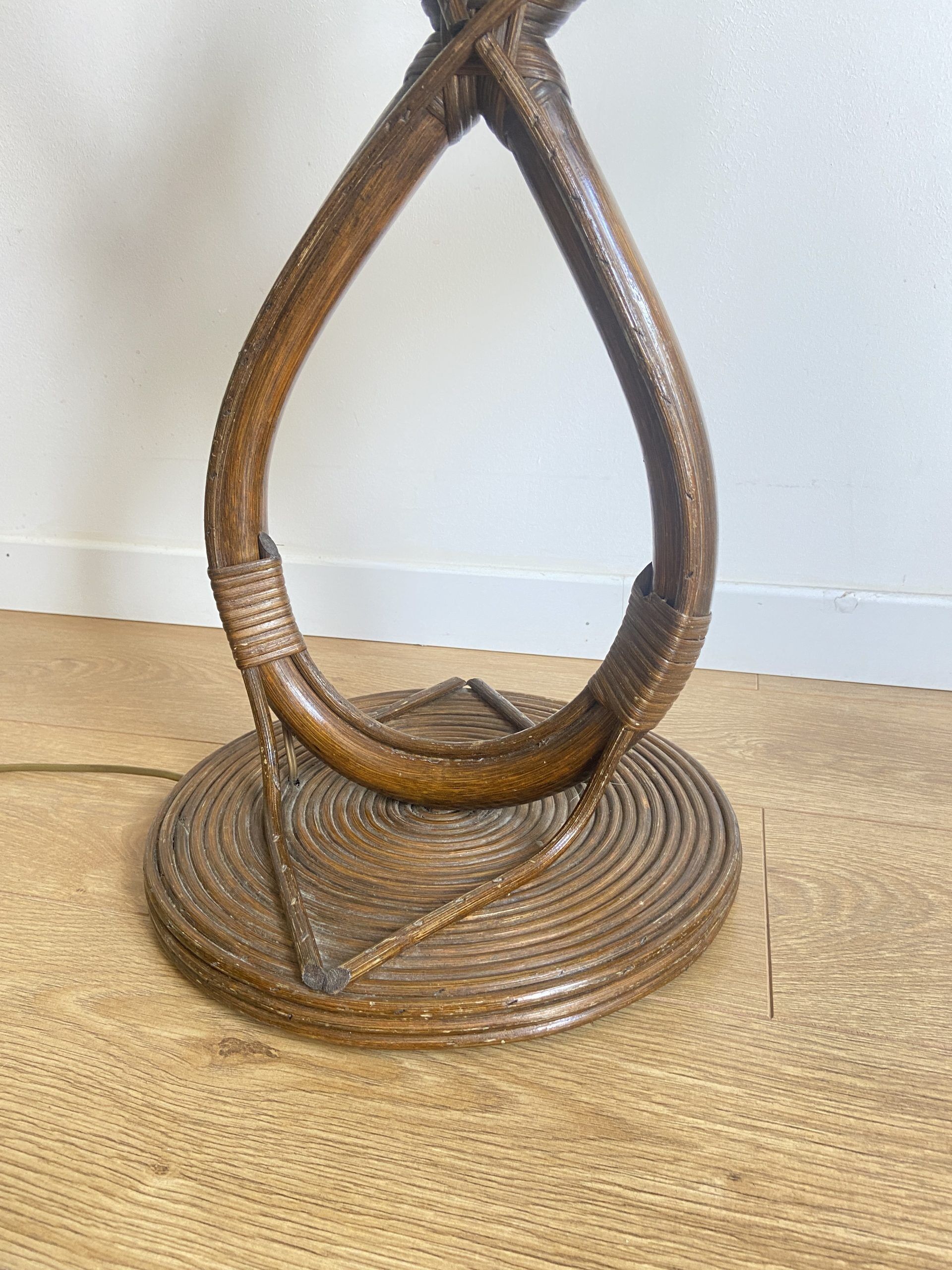 Vintage floor lamp with rattan shelf