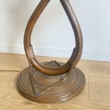 Vintage floor lamp with rattan shelf