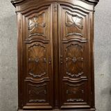 Baroque Louis XV style armoire in solid walnut circa 1880