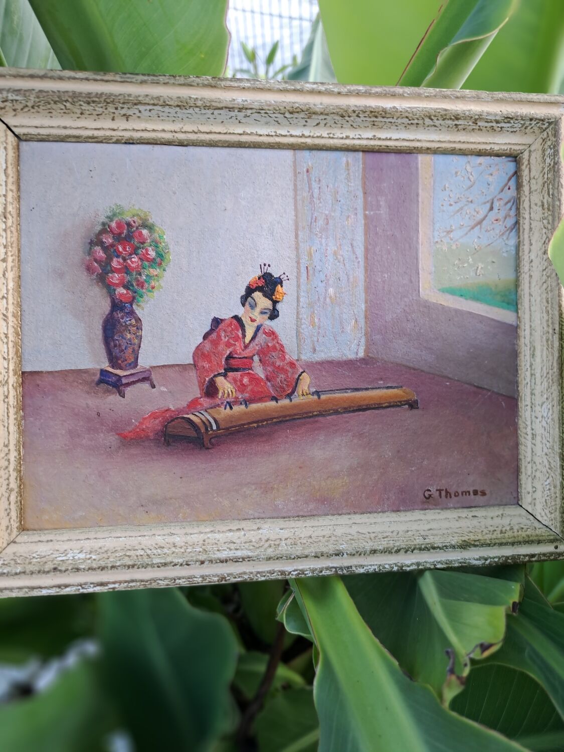 Painting "geisha with zither"