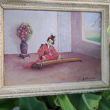 Painting "geisha with zither"
