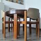 Table and its 6 vintage elm chairs, Scandinavian design furniture.