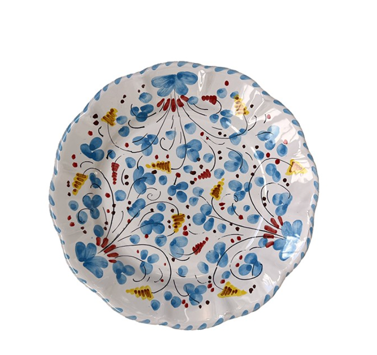 Plate 25cm turquoise flowers