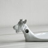 Avignon white porcelain dish in the shape of a goat.