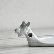 Avignon white porcelain dish in the shape of a goat.