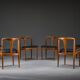 Juliane dining chairs in teak and black leather by Johannes Andersen for Uldum Møbelfabrik, Denmark, 1960s, set of 6