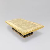 Brass etched coffee table by Lova Creation, Belgium, 1980s.