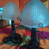 Art deco butterfly mushroom and flowers lamps, set of 2