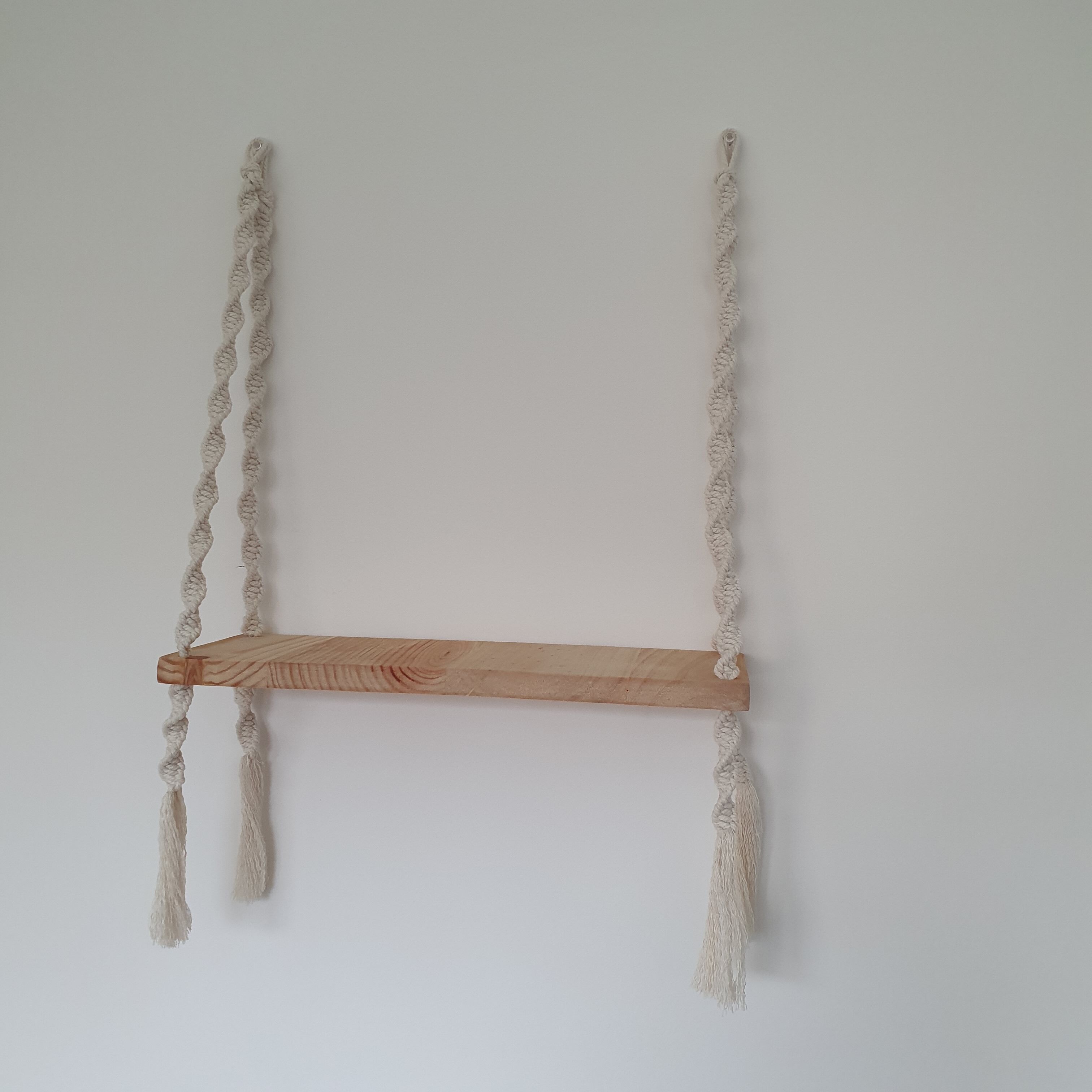 Étagère murale bois et corde de coton