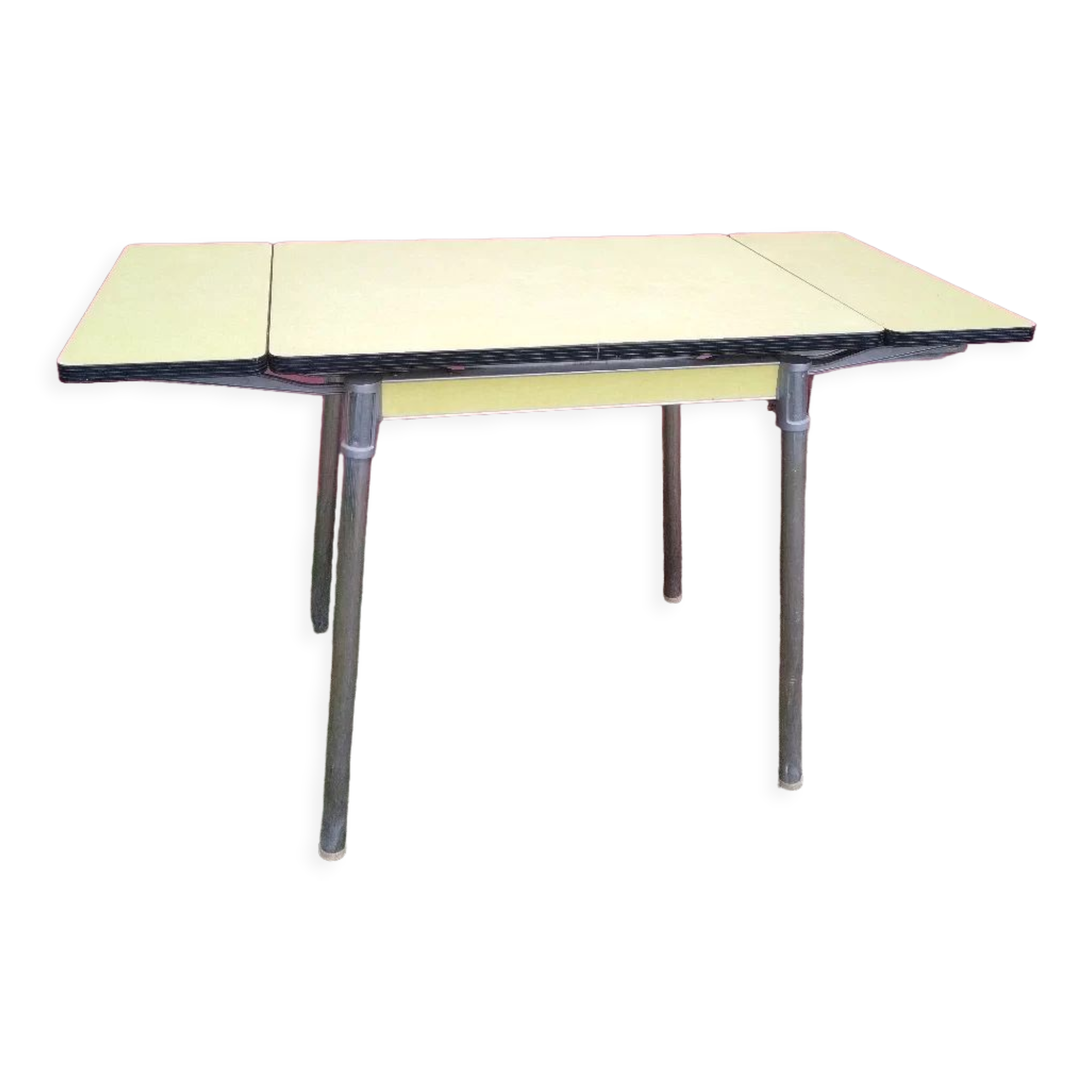 Yellow formica table with extensions