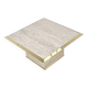 Square coffee table from the 70s in travertine and brass.