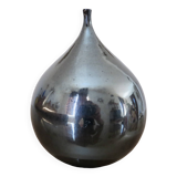 Vase " figue " en céramique noire irisée vintage