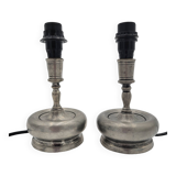 Pair of pewter lamp bases