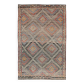 7x10 Blue Geometric Style Orientel Kilim Rug,