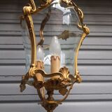 Bronze lantern Louis XV style in working order, curved glasses