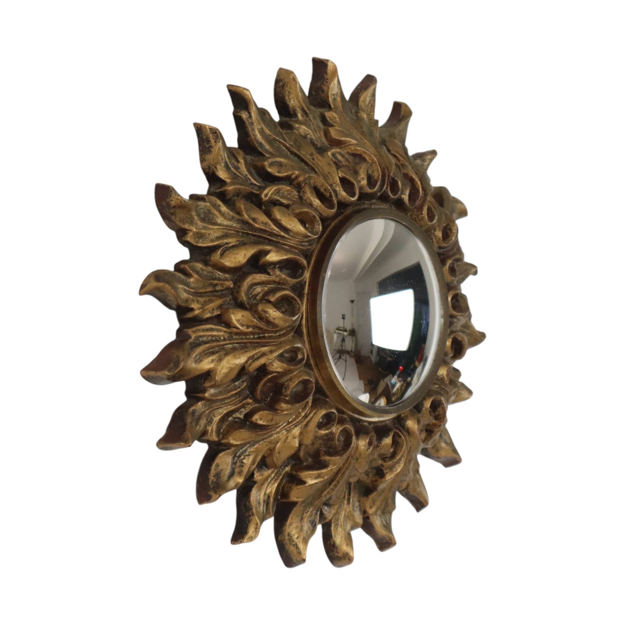 Petit miroir ensoleillé italien, style rococo, 24 cm