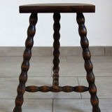 Wooden tripod stool half moon turned 60s