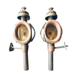 Paire d'anciennes lanternes de fiacre en cuivre vers 1900