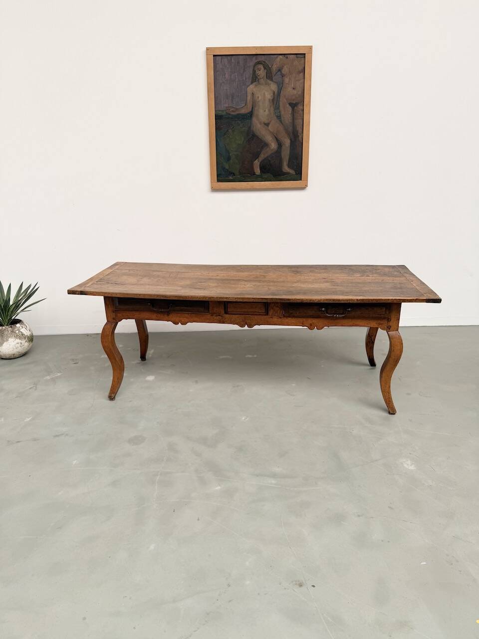 19th century walnut drapery table 2m1
