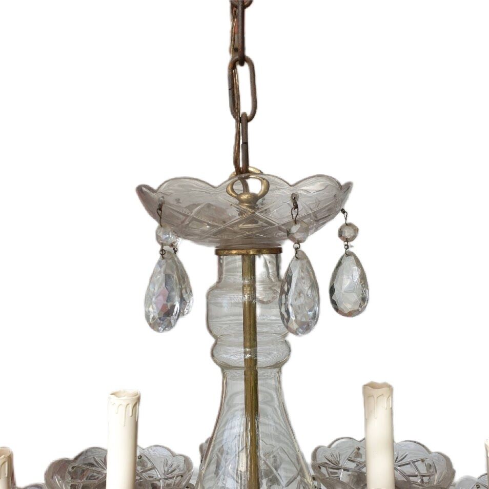 Murano style chandelier with six arms of light and nine lamps