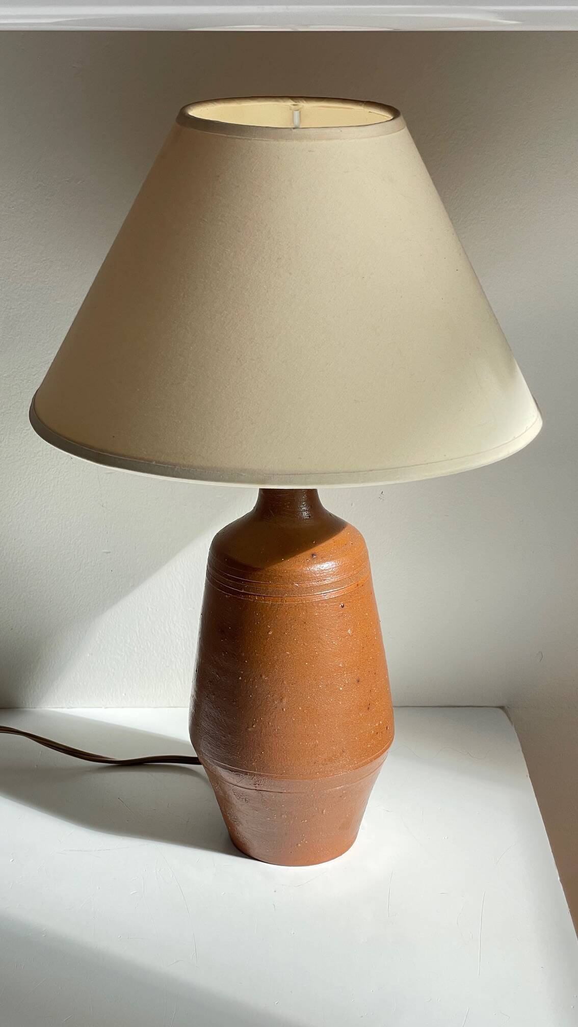 Vintage glazed stoneware lamp from Portugal.