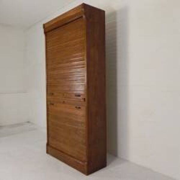 Boîte à rideaux roulants de 229 cm de haut avec deux rideaux l'un au-dessus de l'autre, années 1930