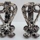 Pair of three-burner candelabra candlesticks by Marius Giuge glazed ceramic Vallauris 1950