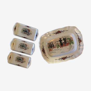 A serving dish set & 3 Obernai foie gras dishes