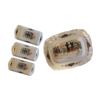 A serving dish set & 3 Obernai foie gras dishes