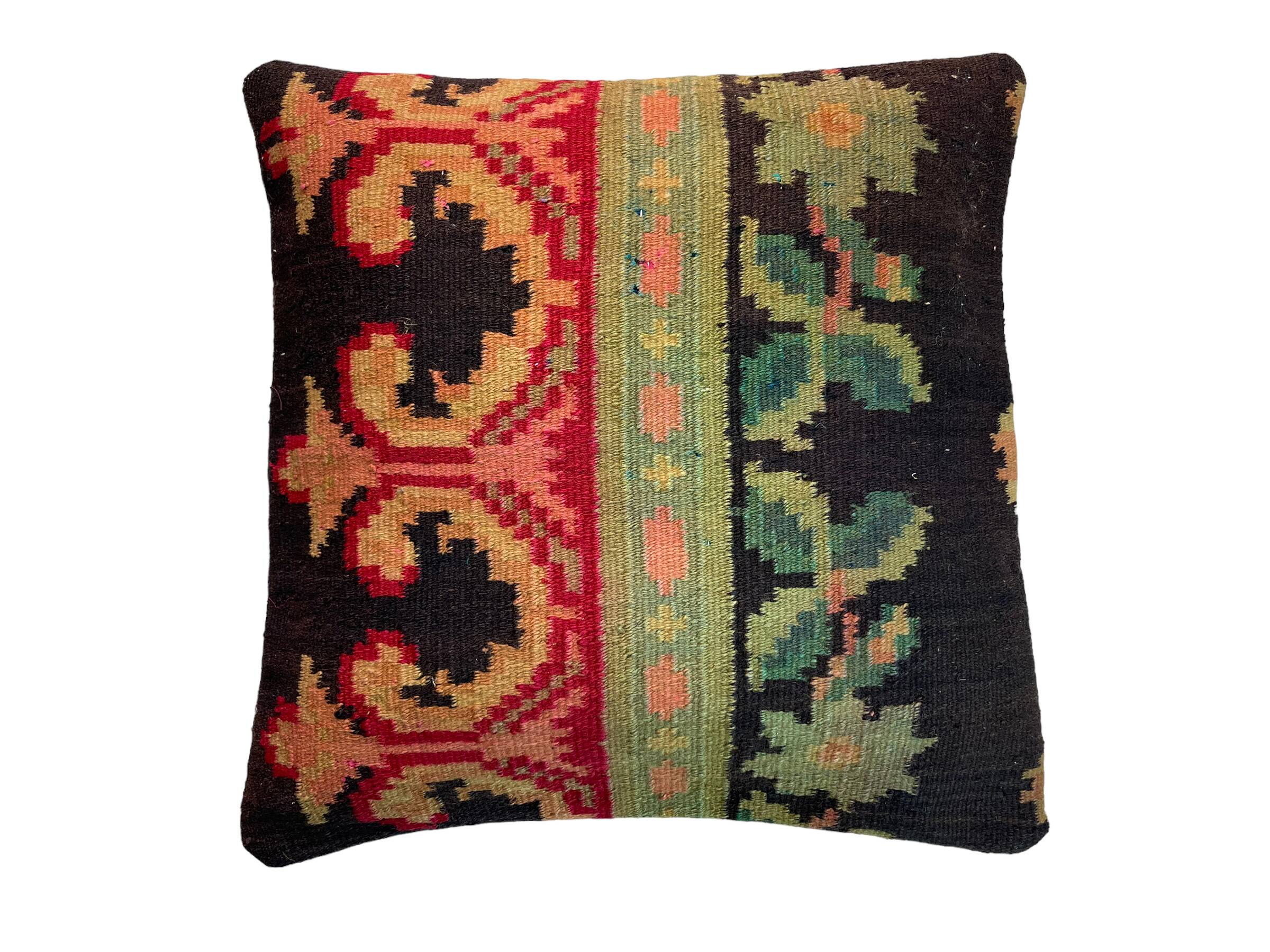 Vintage turkish kilim cushion cover , 40 x 40 cm