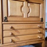 Vintage design oak buffet by Guillerme and Chambron