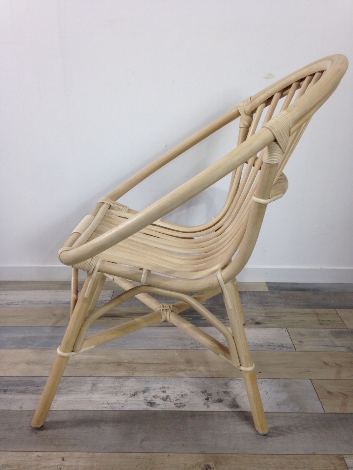 Rattan shell armchair