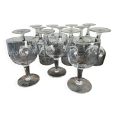 Service de 14 verres à vin anciens Val Saint Lambert Belgique