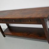 Table d'appoint rustique de style colonial néerlandais antique en teck/chêne