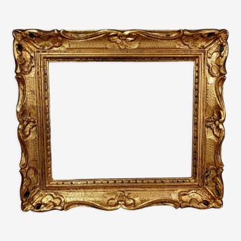 Old frame gilded carved wood gold leaf 41x36 cm, foliage 30x25 cm Montparnasse style SB