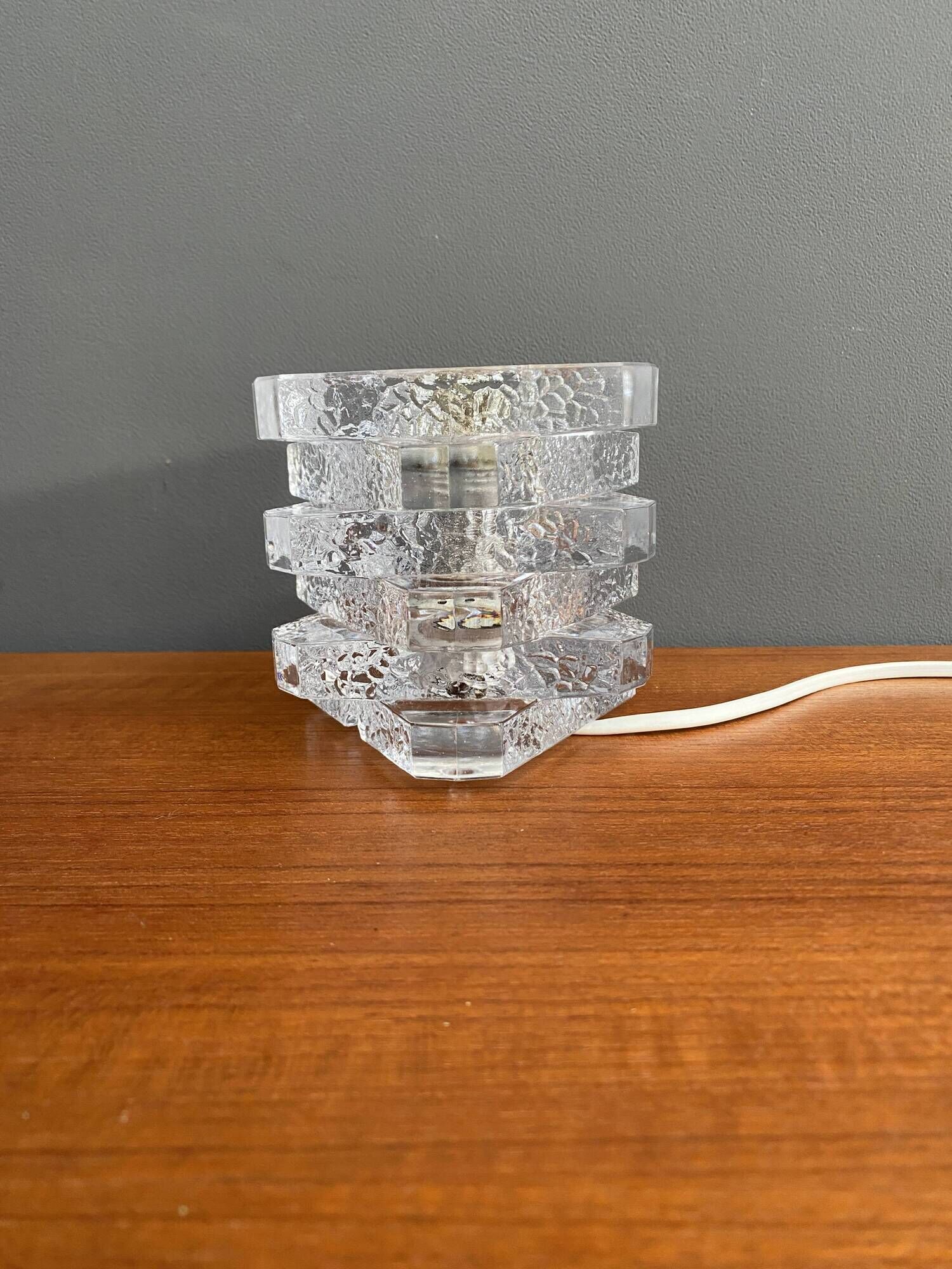 Glass table lamp by Peill & Putzler 1960s Ice cube series