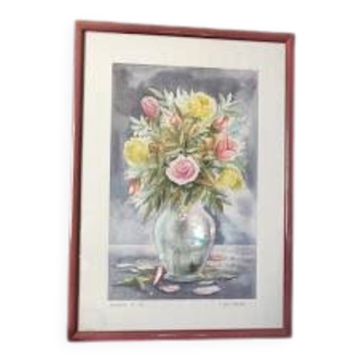 Summer bouquet / 53x38 cm Jean Yves Chavais / framed / under glass