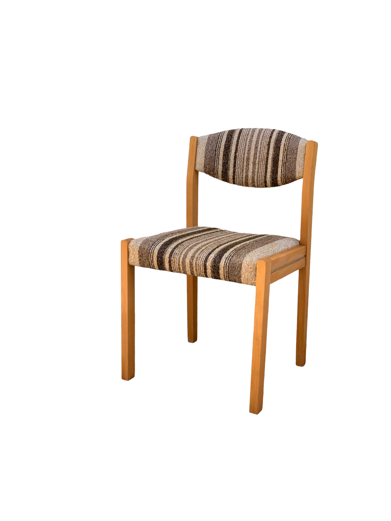 Suite de 4 chaises self hêtre laiton et laine 1960