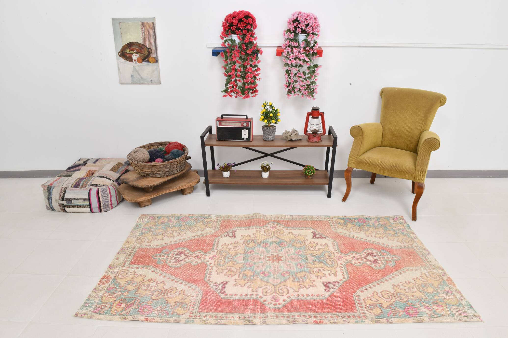 4x7 Red Madallion Turkish Rug 117x225Cm SK 22422