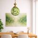 Hand-blown green art glass large chandlier