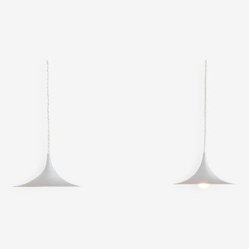 Set of 2 white "Micro" Semi pendant lamps by Claus Bonderup & Torsten Thorup for Lyfa