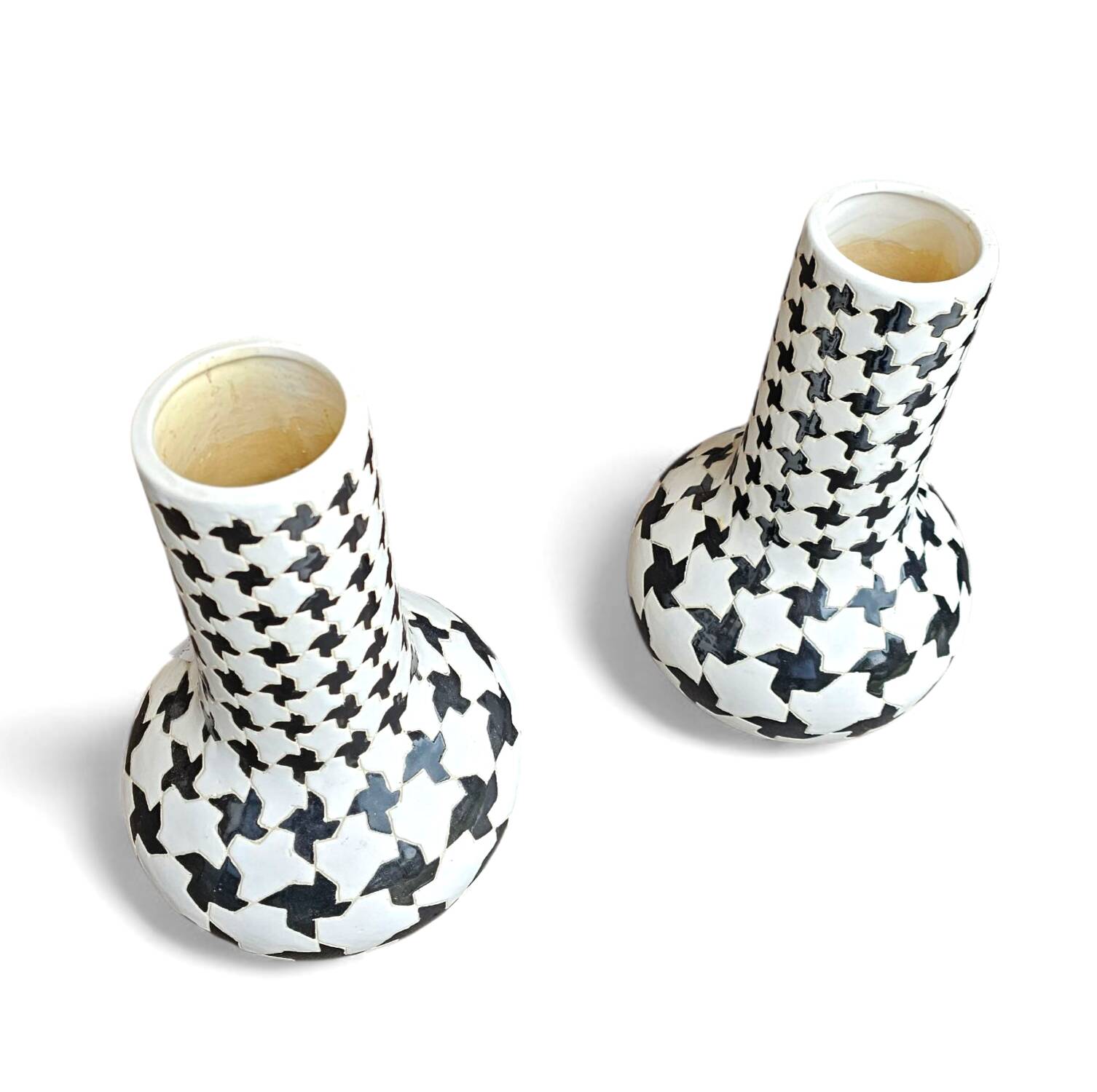 2 x ceramic / Pied de Poule vases / 1980s
