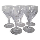 5 petits verres à pied cristal gravé